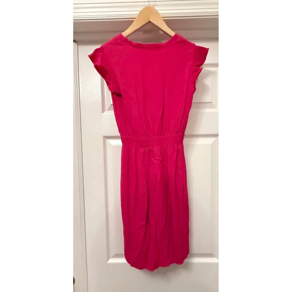 Kate Spade Dress Womens 0 Pink V-Neck Flutter Cap Sleeve Elastic Waist Mini